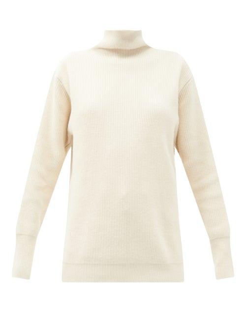 Matchesfashion.com Jil Sander - High-neck Ribbed Recycled-cotton Sweater - Womens - Cream