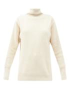 Matchesfashion.com Jil Sander - High-neck Ribbed Recycled-cotton Sweater - Womens - Cream