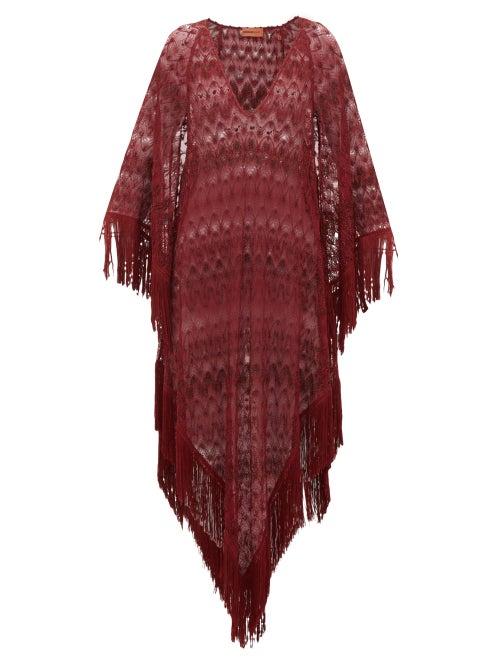 Matchesfashion.com Missoni Mare - Metallic Crochet-knit Kaftan - Womens - Burgundy