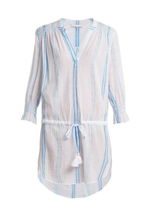 Matchesfashion.com Heidi Klein - Gilli Smocked Cotton Tunic - Womens - Blue Stripe