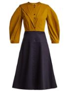 Matchesfashion.com Palmer//harding - Fragment Two Tone Cotton Blend Midi Dress - Womens - Multi