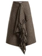 Matchesfashion.com Balenciaga - Houndstooth Virgin Wool Skirt - Womens - Brown Multi