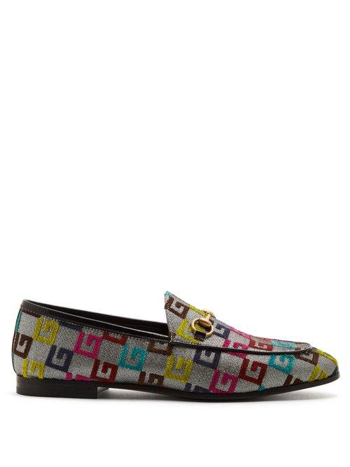 Matchesfashion.com Gucci - Jordaan Jacquard Loafers - Womens - Silver Multi