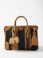Gucci - Gg-supreme Small Web-stripe Canvas Handbag - Womens - Black Tan