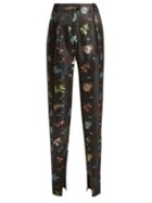 Matchesfashion.com Preen By Thornton Bregazzi - Juno Floral Jacquard Straight Leg Trousers - Womens - Burgundy