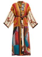 Rianna + Nina - Swarovski-crystal Patchwork Vintage-silk Robe Coat - Womens - Multi