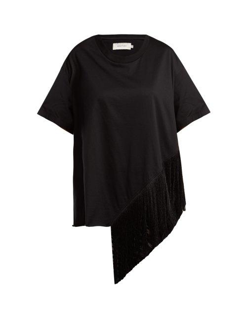 Matchesfashion.com Marques'almeida - Asymmetric Fringed Cotton T Shirt - Womens - Black