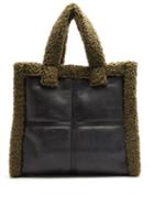 Matchesfashion.com Stand Studio - Lolita Faux-shearling And Faux-leather Tote Bag - Womens - Black Green