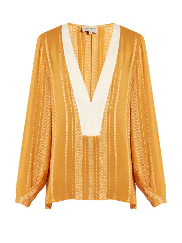 Zeus + Dione Hestia Contrast-neck Silk Top