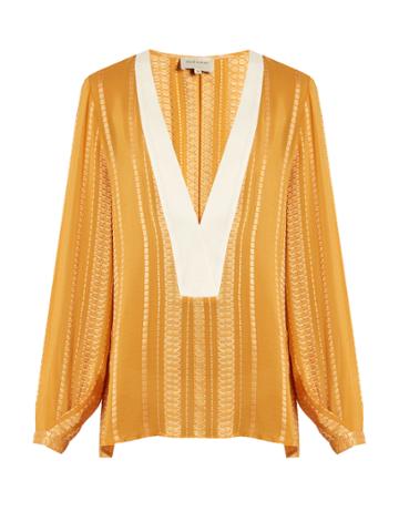 Zeus + Dione Hestia Contrast-neck Silk Top