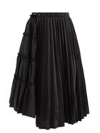 Noir Kei Ninomiya - Asymmetric-panel Wool And Satin Midi Skirt - Womens - Black