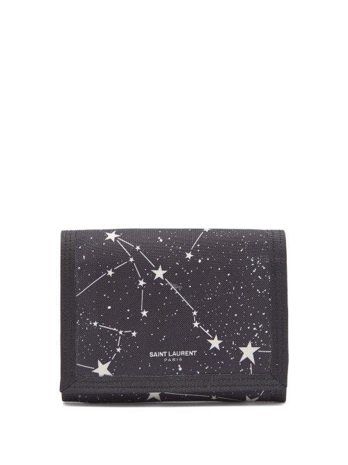 Matchesfashion.com Saint Laurent - Buffalo Constellation Print Canvas Wallet - Mens - Black