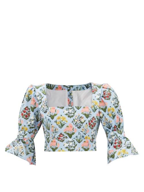 Agua By Agua Bendita - Violetta Cropped Floral-print Poplin Top - Womens - Multi