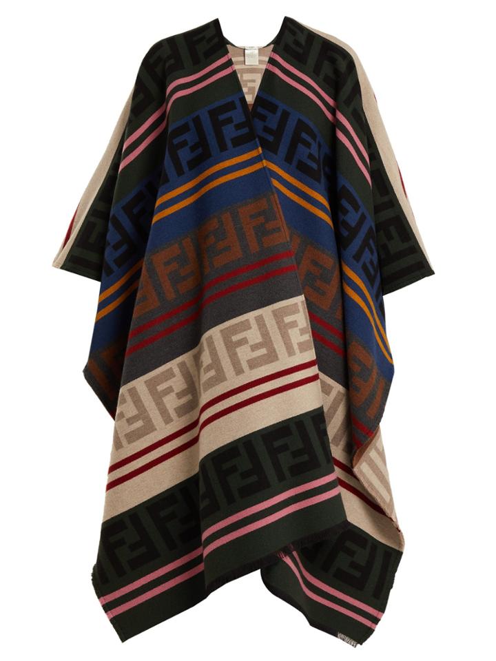 Fendi Ff Intarsia-knit Wool-blend Poncho