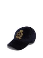 Matchesfashion.com Dolce & Gabbana - Logo-embroidered Cotton-blend Velour Cap - Mens - Blue