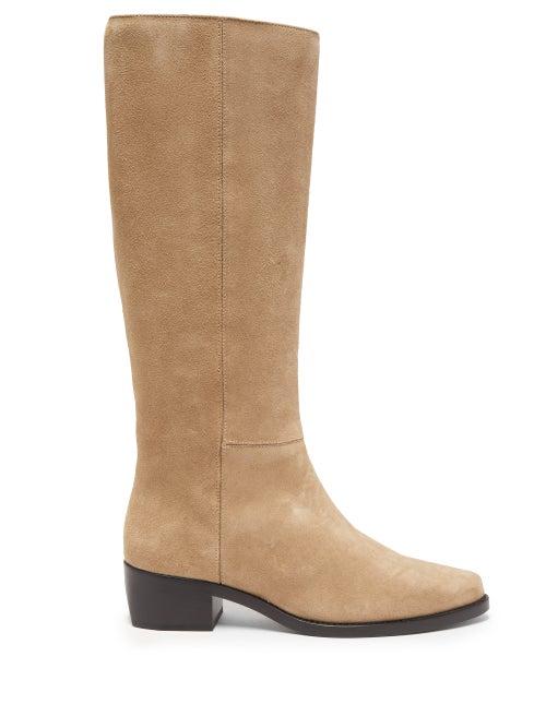 Matchesfashion.com Legres - Knee-high Suede Riding Boots - Womens - Grey
