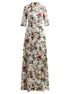 Matchesfashion.com Erdem - Karissa Floral Print Silk Satin Gown - Womens - White Multi