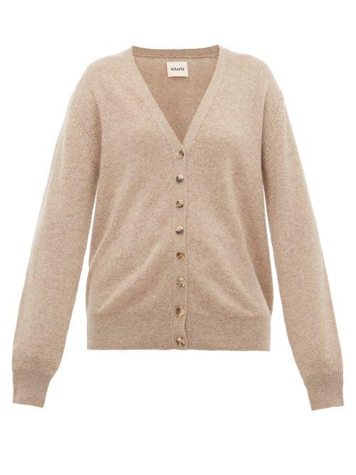 Matchesfashion.com Khaite - Amelia Featherweight Cashmere Cardigan - Womens - Beige