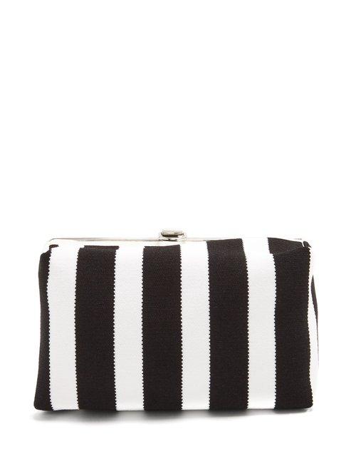Matchesfashion.com Proenza Schouler - Asymmetric Frame Striped Clutch - Womens - Black White