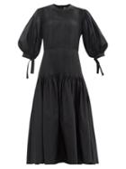 Matchesfashion.com Jil Sander - Pleated Taffeta Maxi Dress - Womens - Black