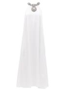 Matchesfashion.com Christopher Kane - Crystal-embellished Draped Satin Dress - Womens - White