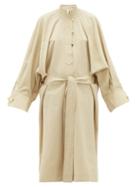 Matchesfashion.com Petar Petrov - Anel Waist-tie Cotton-blend Dress - Womens - Beige