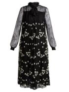 Matchesfashion.com Giambattista Valli - Floral Cotton Blend Lace Dress - Womens - Black