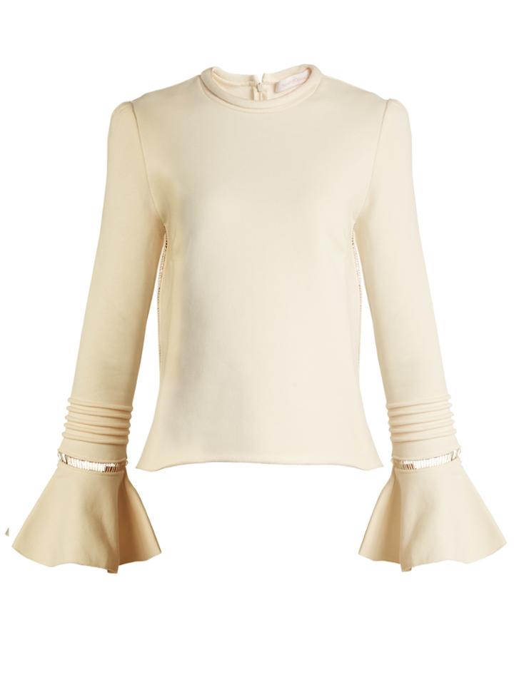 See By Chloé Frill-sleeve Cotton-jersey Sweatshirt