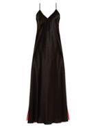 Matchesfashion.com Racil - Geiko V Neck Silk Satin Slip Dress - Womens - Black Pink