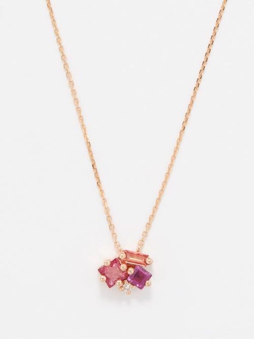 Suzanne Kalan - Diamond, Topaz & 14kt Rose-gold Necklace - Womens - Pink Multi