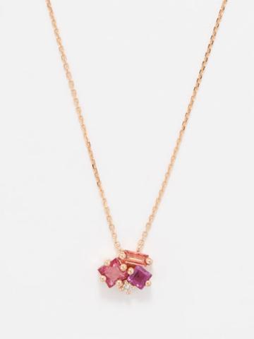 Suzanne Kalan - Diamond, Topaz & 14kt Rose-gold Necklace - Womens - Pink Multi