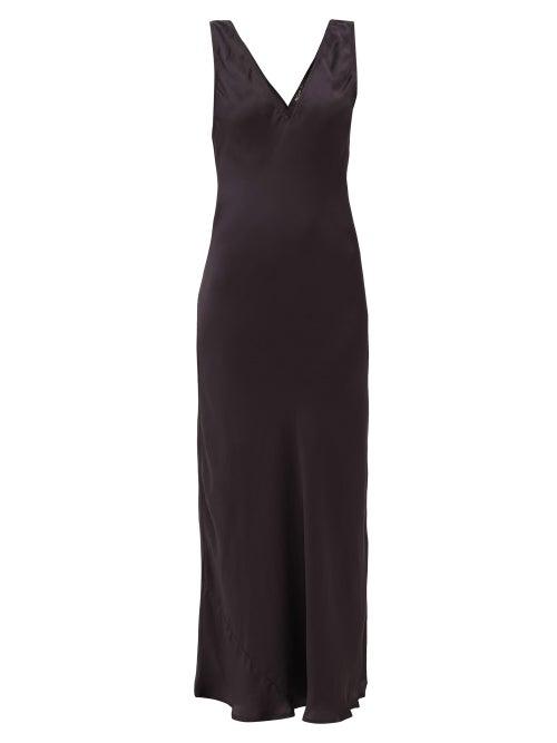 Matchesfashion.com Mes Demoiselles - Lovamour V-neck Satin Maxi Dress - Womens - Black