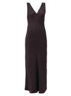 Matchesfashion.com Mes Demoiselles - Lovamour V-neck Satin Maxi Dress - Womens - Black