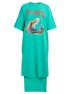 Matchesfashion.com Christopher Kane - Foreplay Cotton Jersey T Shirt Dress - Womens - Green Multi
