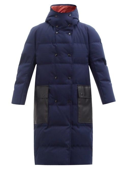 Matchesfashion.com Marni - Hooded Contrast-pocket Quilted Down Coat - Womens - Blue