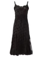 Matchesfashion.com Dolce & Gabbana - Lace-trimmed Polka-dot Silk-blend Slip Dress - Womens - Black