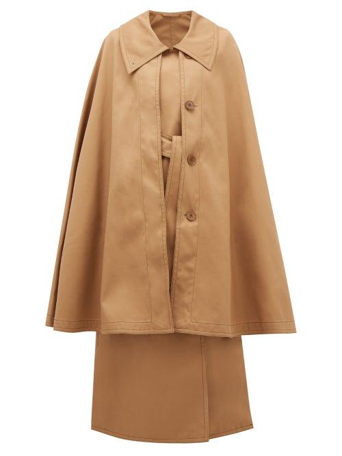Matchesfashion.com Lemaire - Double-breasted Twill Trench Cape - Womens - Tan