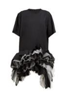 Matchesfashion.com Junya Watanabe - Ruffled Tulle Tiered Wool Dress - Womens - Black