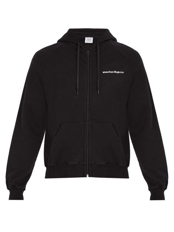 Vetements Hooded Zip-through Cotton-blend Sweatshirt