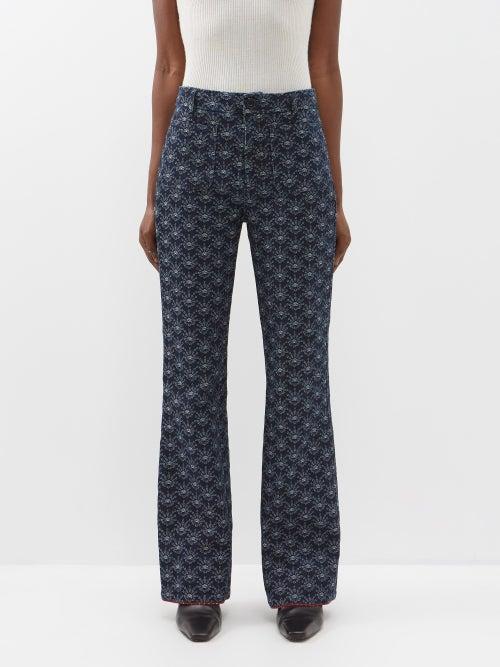 See By Chlo - Jacquard Bootcut Jeans - Womens - Blue White