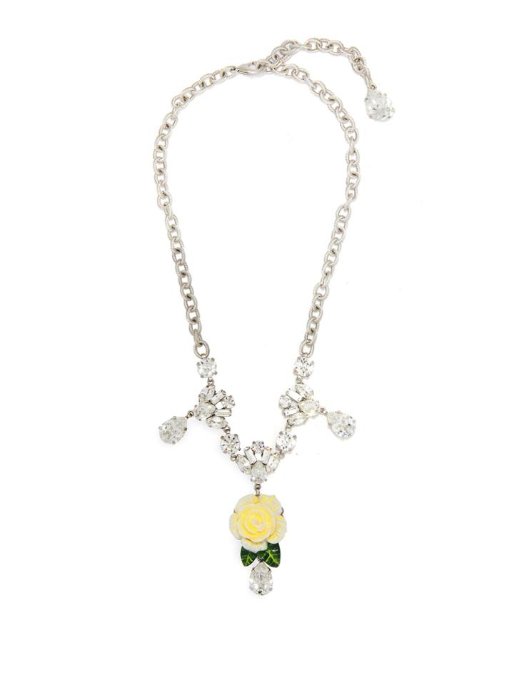 Dolce & Gabbana White Rose Crystal Necklace