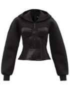 Dolce & Gabbana - Zipped Satin And Scuba Corset Jacket - Womens - Black