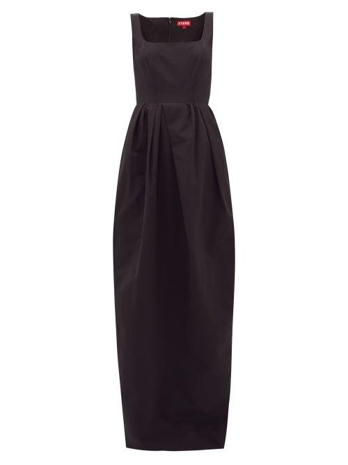 Matchesfashion.com Staud - Square-neck Cotton-blend Faille Maxi Dress - Womens - Black