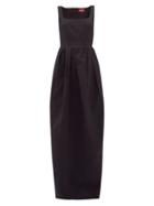 Matchesfashion.com Staud - Square-neck Cotton-blend Faille Maxi Dress - Womens - Black