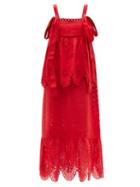Ladies Rtw Vita Kin - Colette Tiered Broderie-anglaise Linen Dress - Womens - Red