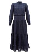 Matchesfashion.com Saloni - Isabel Silk-blend Brocade Dress - Womens - Navy Multi