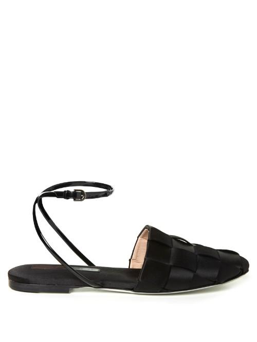Marco De Vincenzo Woven-satin Flat Sandals