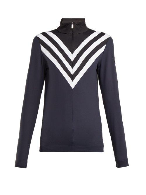Matchesfashion.com Toni Sailer - Molly Chevron Print Zip Through Top - Womens - Navy White