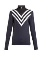 Matchesfashion.com Toni Sailer - Molly Chevron Print Zip Through Top - Womens - Navy White