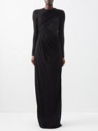 Saint Laurent - Draped Crepe And Jersey Maxi Dress - Womens - Black